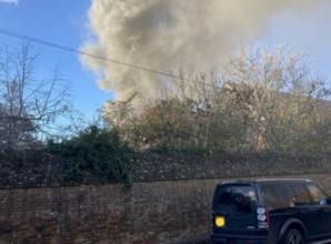 Six fire crews battle house blaze close to church