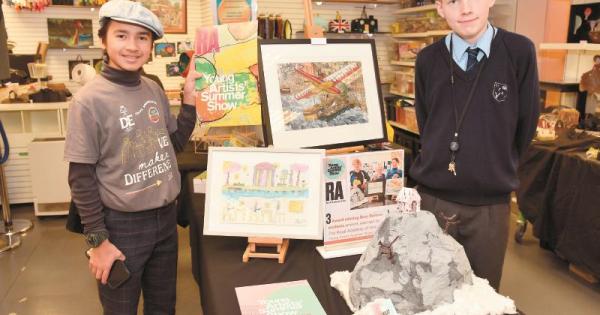 Royal Borough mayor views students' artwork at Busy Buttons exhibition