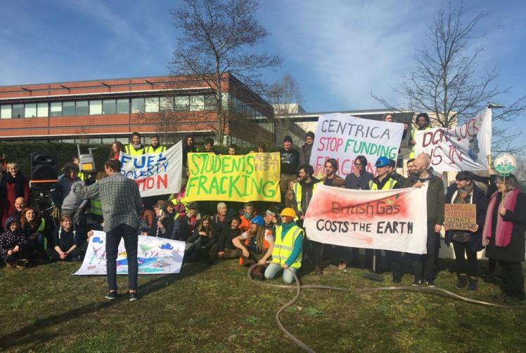 Anti-fracking protesters gather outside Centrica HQ 