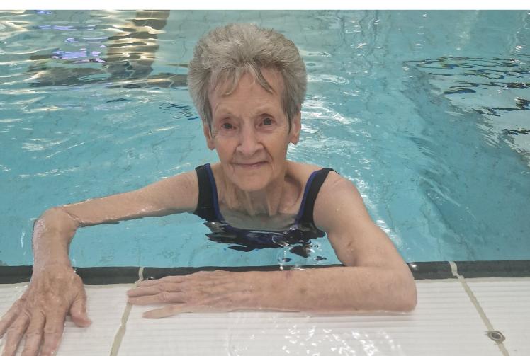 Care home resident 'makes a splash' returning to the pool once again